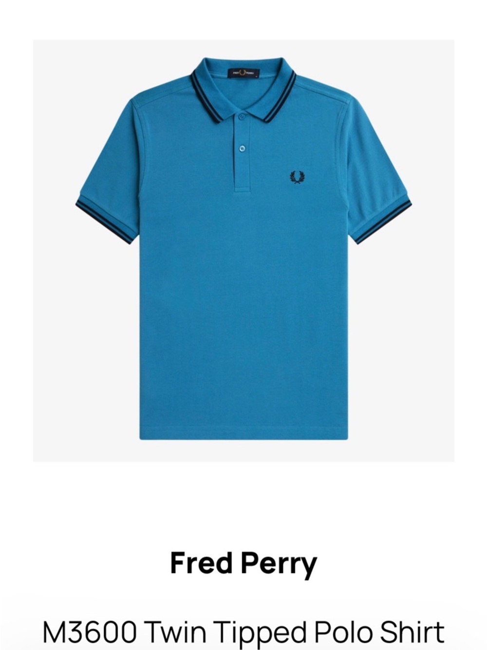 Fred Perry Mens Teal Polo shirt with Contrast Tipping